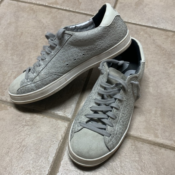 P448 John Metallic Leopard Print Suede Leather Low Top Sneakers - Picture 5 of 16